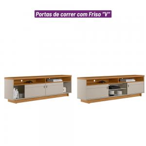 Rack Linea Brasil Colorado para TV até 75 2 Portas Puxador Couro  Nature/Chumbo 810003053/207063 - Santi Morumbi