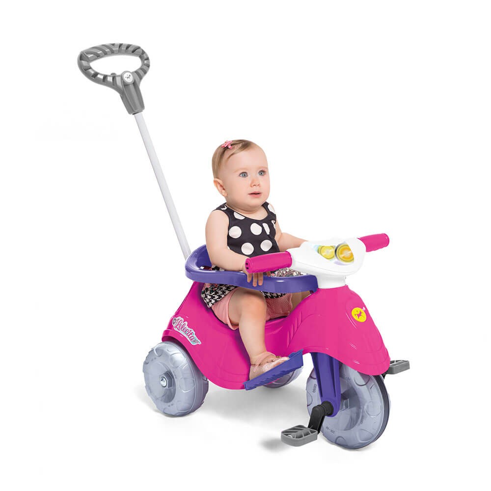 Triciclo Infantil com Empurrador Bandeirante Velobaby Azul 206