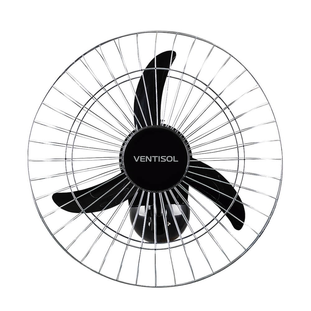 Ventilador de Parede Ventisol Comercial 3 Pás 50cm Bivolt 200W Preto/Cromado 541 