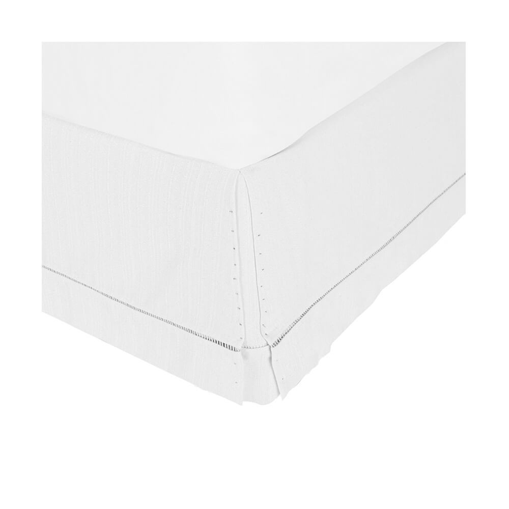 Saia Para Cama Box FA Colchões Ponto Palito Tecido Bouclê Solteiro 97x203x36cm Branca 