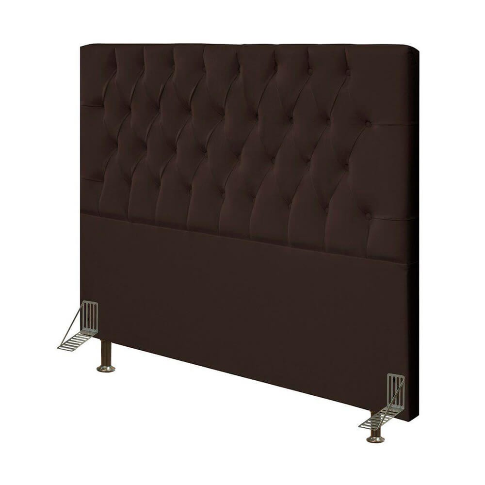 Cabeceira Ducari Movelaria Diamante 193cm Botões Captonê com Frame Suede Marrom 02