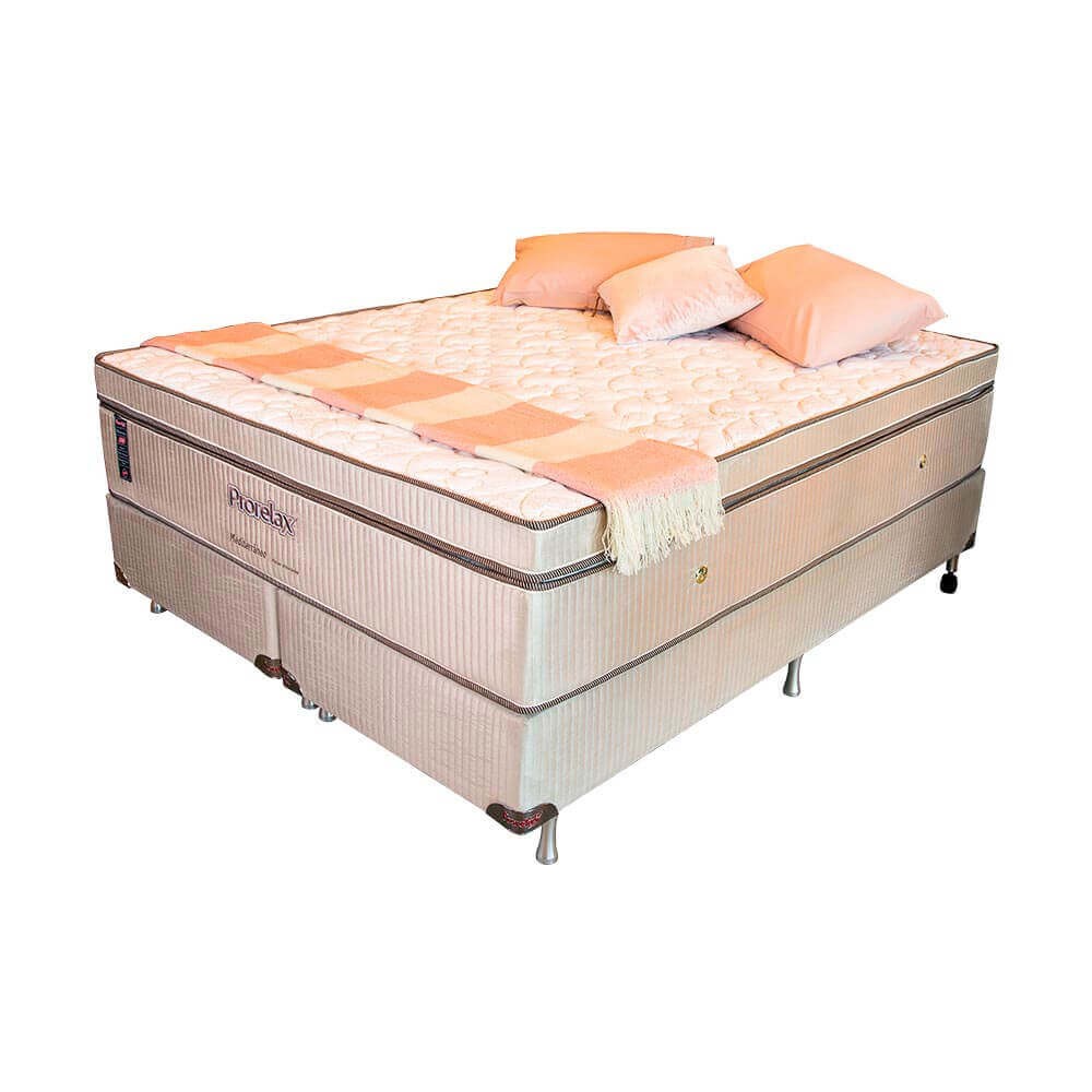 Cama Box Prorelax Mediterrâneo Queen Size 158x198x68cm Mola Ensacada + Euro Pillow Turn Free D45 (ME04/S03PP) 