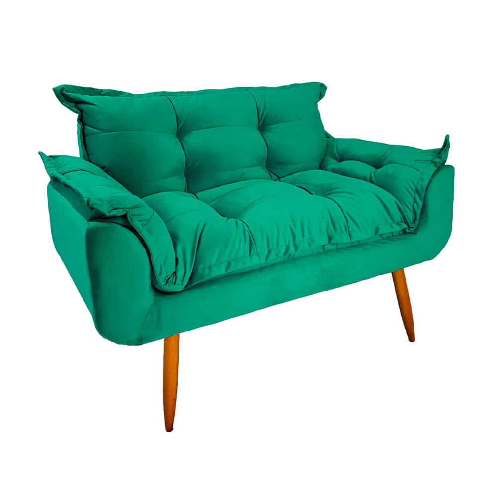 Poltrona Decorativa JRV Móveis Opalla 2 Lugares Veludo Turquesa (V2)