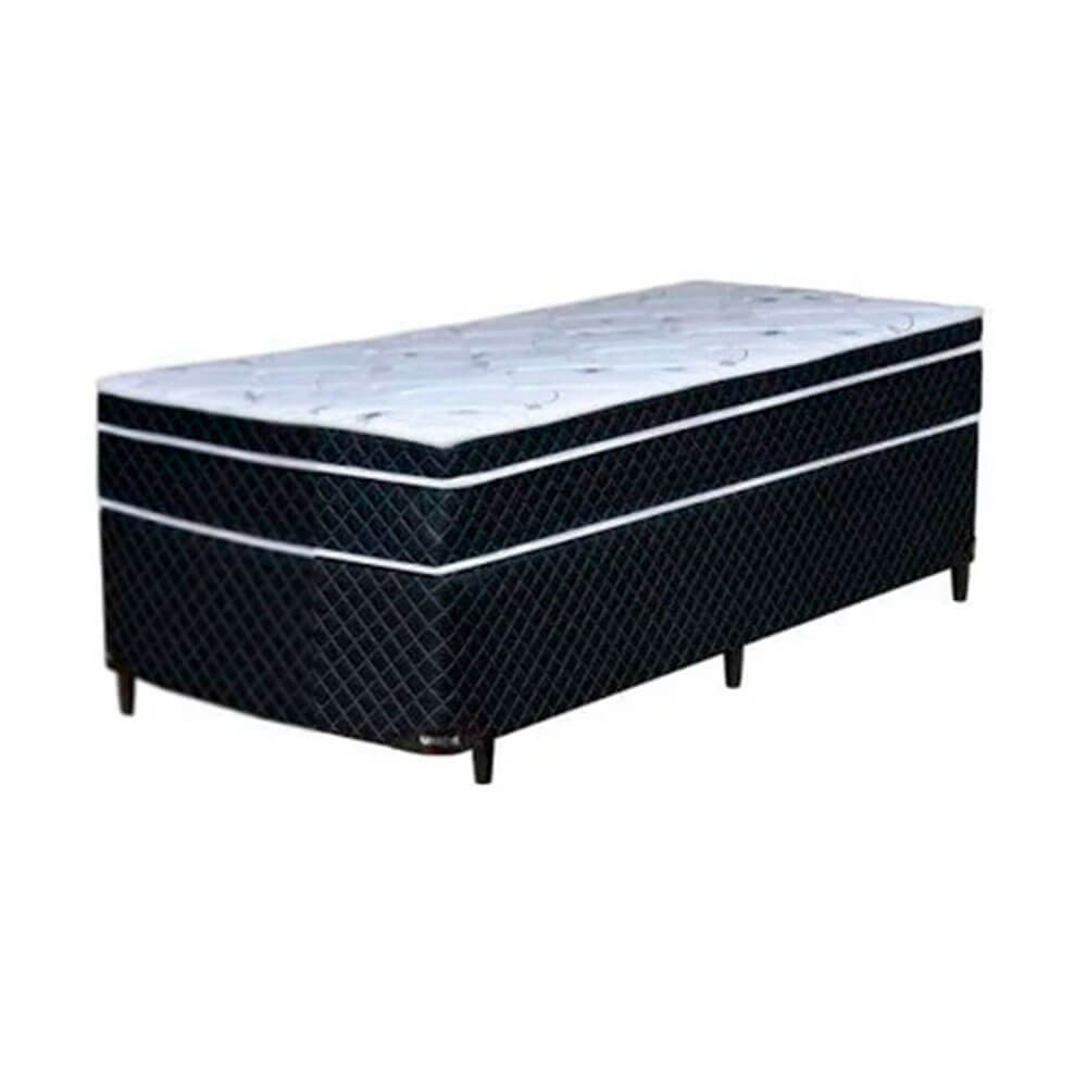 Cama Box Umaflex Aspem Solteiro 88x188x59cm Conjugado Mola Ensacada Preto/Branco