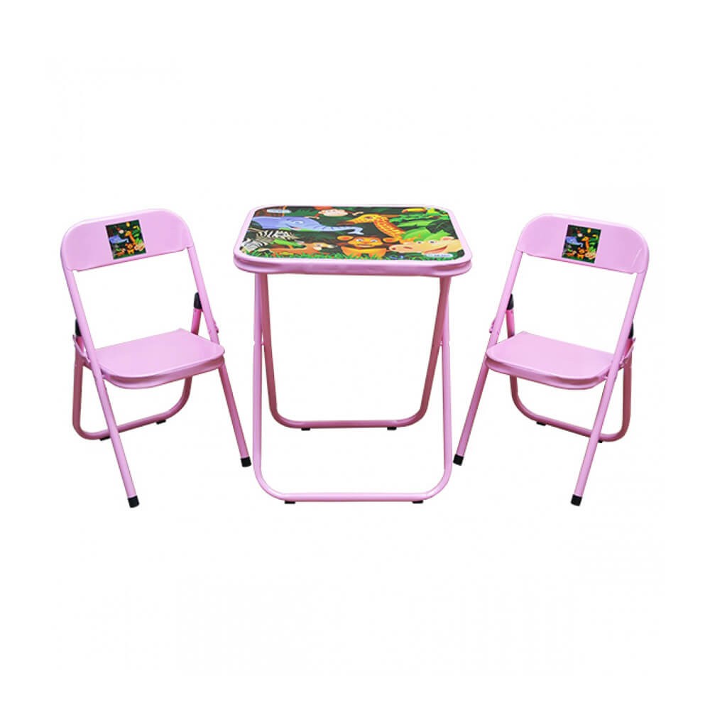 Conjunto Mesa Utilaço Itália Infantil com 2 Cadeiras Floresta Rosa (INF0003-008-005)