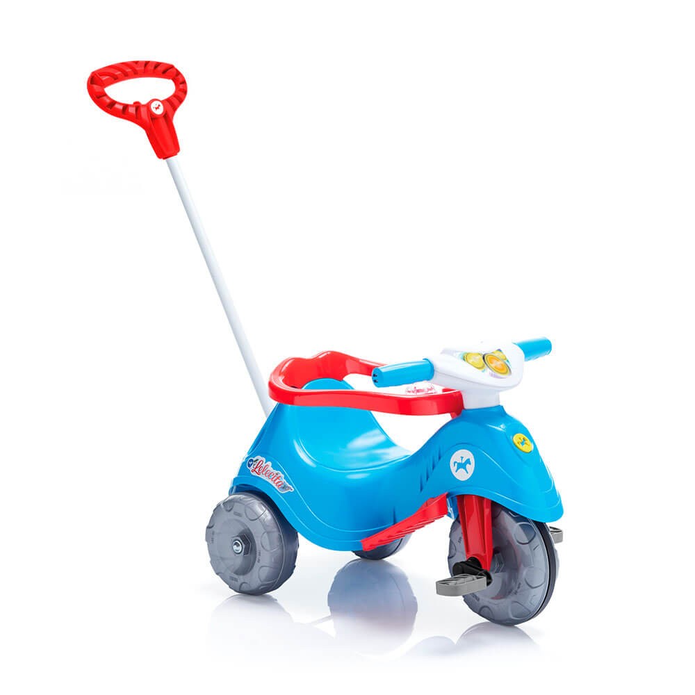 Triciclo Infantil Calesita Lelecita Com Pedal Com Empurrador (1004) + 12 Meses Azul/Vermelho