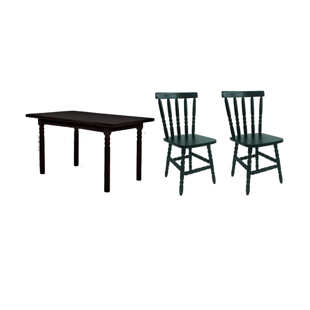 Conjunto Mesa Disamóveis Mônaco Torneada Madeira Maciça 2 Cadeiras 100x50cm Tabaco