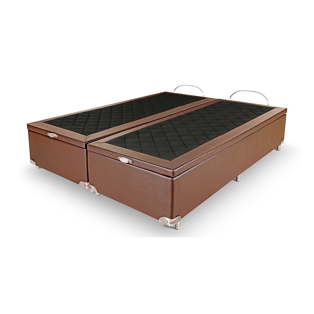 Base Box Baú Prorelax Napa Queen Size Bipartida 158X198x40cm Marrom Liso (N03-1) 