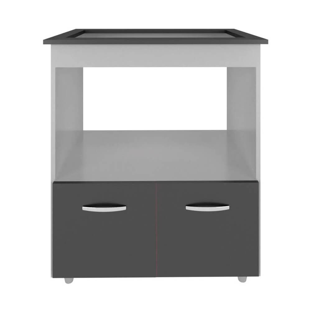 Balcão Cooktop Moblis Elisa 75x83x50cm 2 Portas Espaço Para Forno Com Tampo Para 4 Bocas Branco/Preto 4401