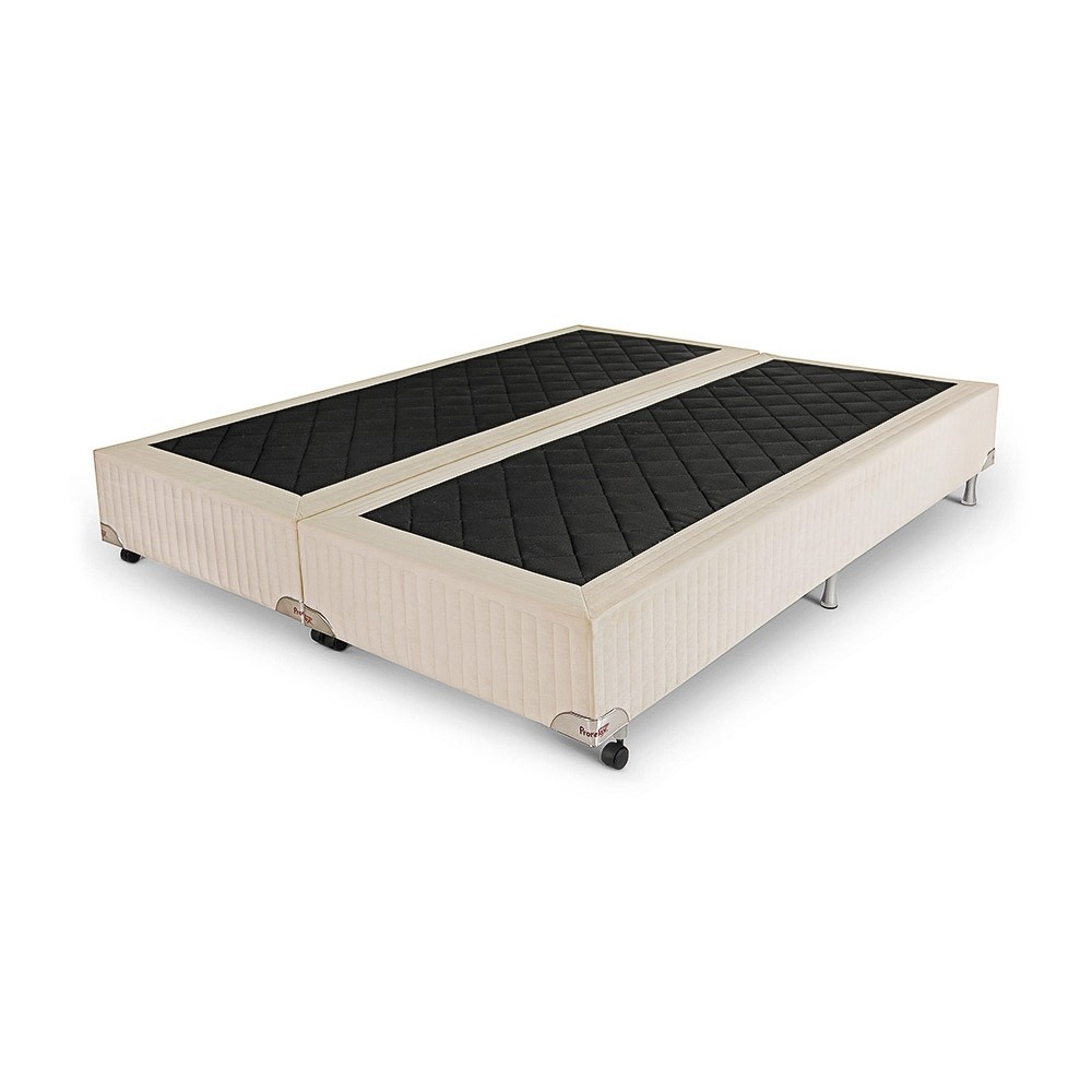 Base Box Prorelax Queen Size Bipartida 158x198x25cm Bege Bordado (S03PG) 