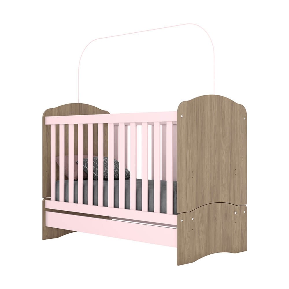 Berço Mini Cama Henn Bala de Menta Rústico/Rosa Chá I02-165