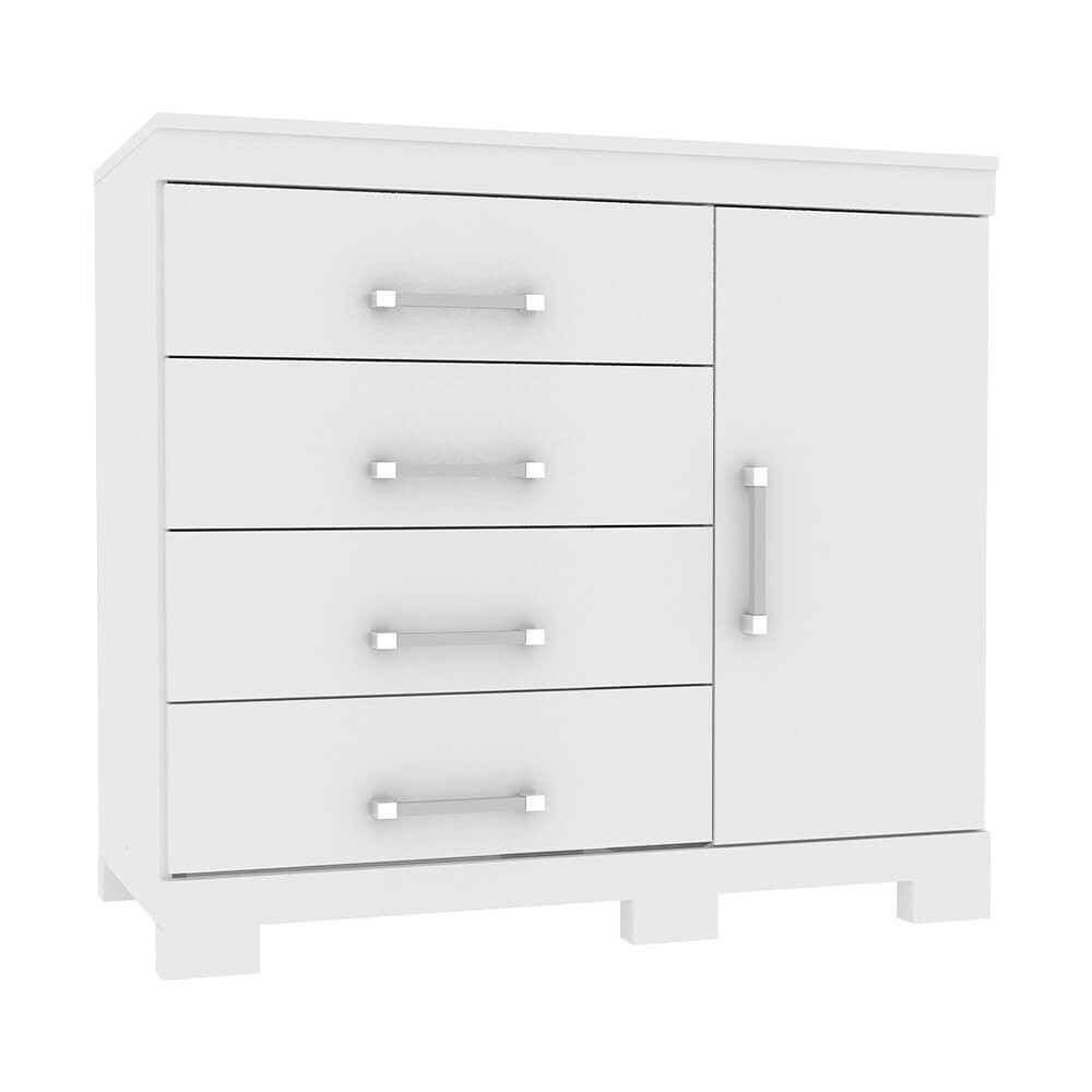 Cômoda Sapateira Santos Andirá Plus 1 Portas 4 Gavetas Com Pés Branco/Branco 300766P 