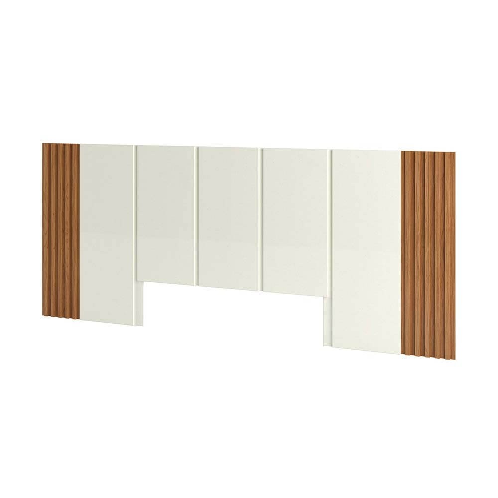 Cabeceira Painel Dalla Costa TW185 Ripado 300x120x5cm Off White Brilho/Freijó (WJ) 100% MDF (DE) 