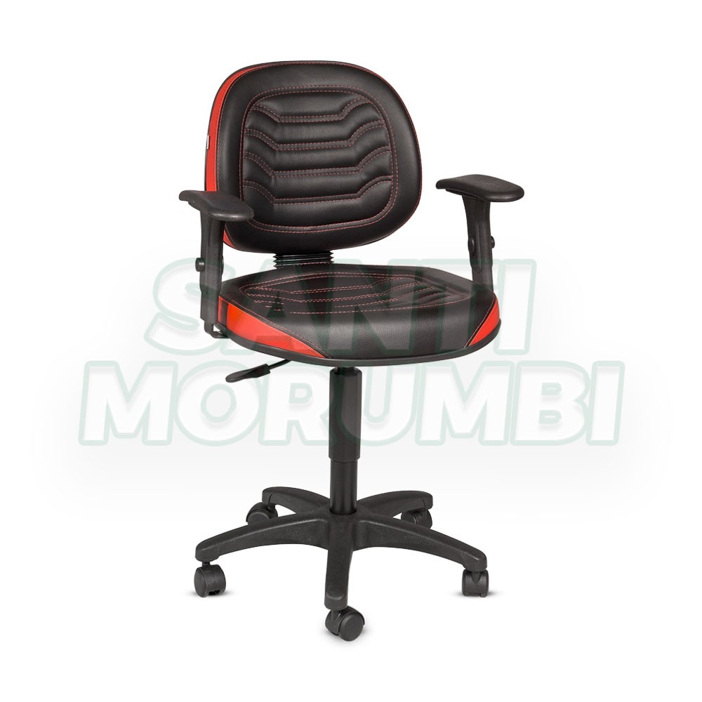 Cadeira BLM Office Master Executivo/Gamer Giratória Com Braço Preto/Vermelha (CE20/29) Costura Start ME 3001 G