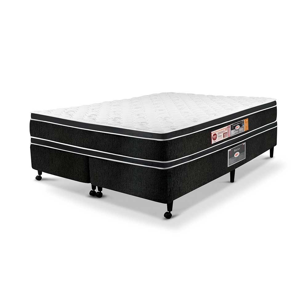 Cama Box Castor Black & White Air D33 Espuma Double Face Com Faixa Queen 158x198x65 Preto/Branco 