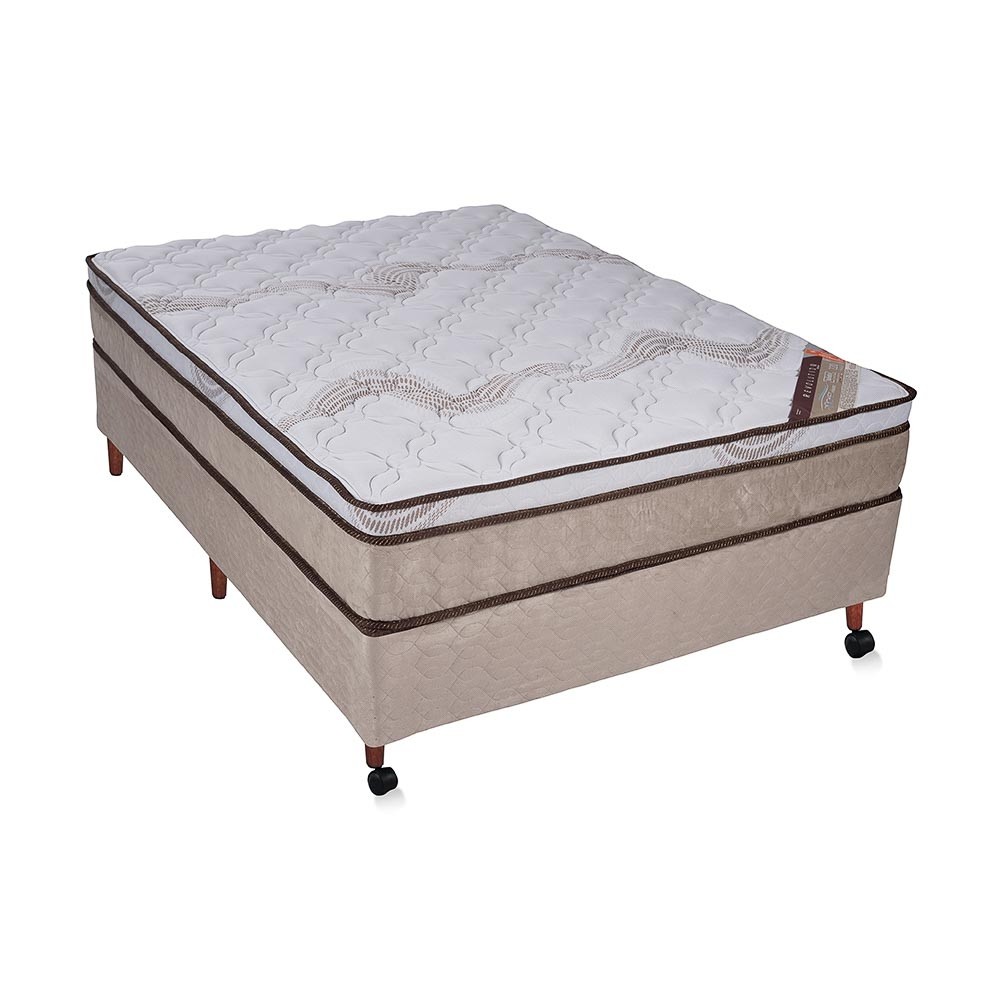 Cama Box Castor Revolution D26 Bonnell Casal 138x188x70 Branco/Bege