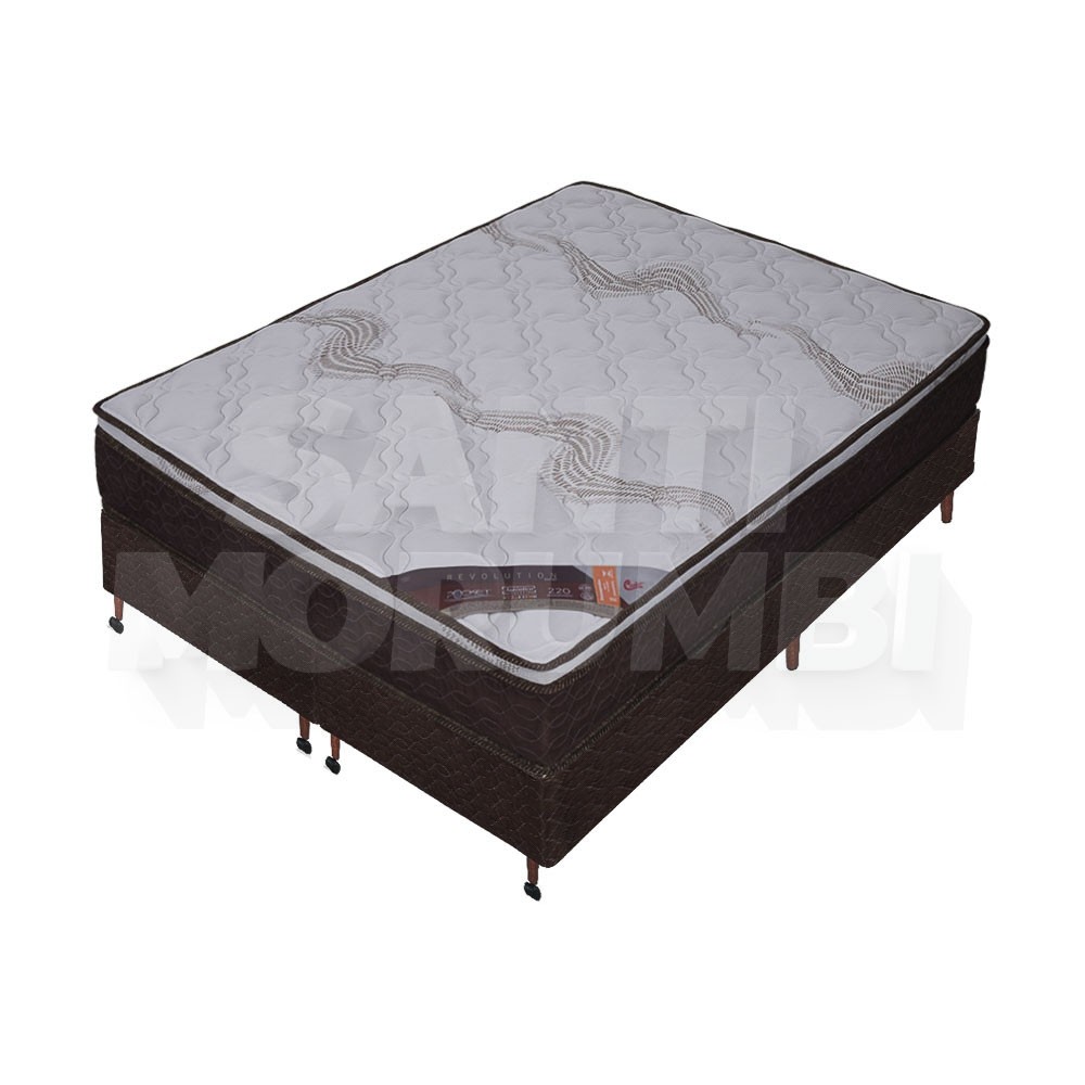 Cama Box Castor Revolution D26 Pocket Queen 158x198x70 Branco/Marrom