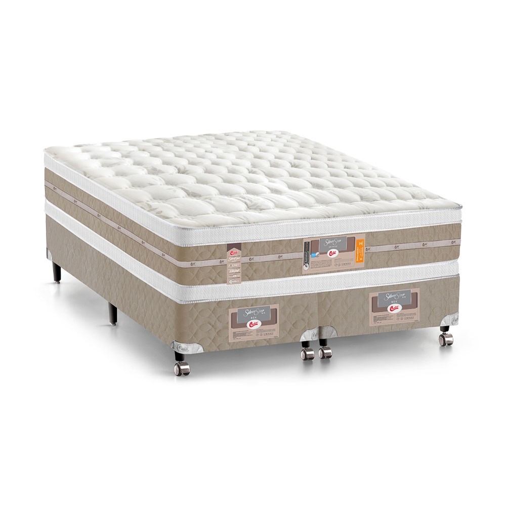 Cama Box Castor Silver Star Air Pocket King Size 193x203x61cm Double Face