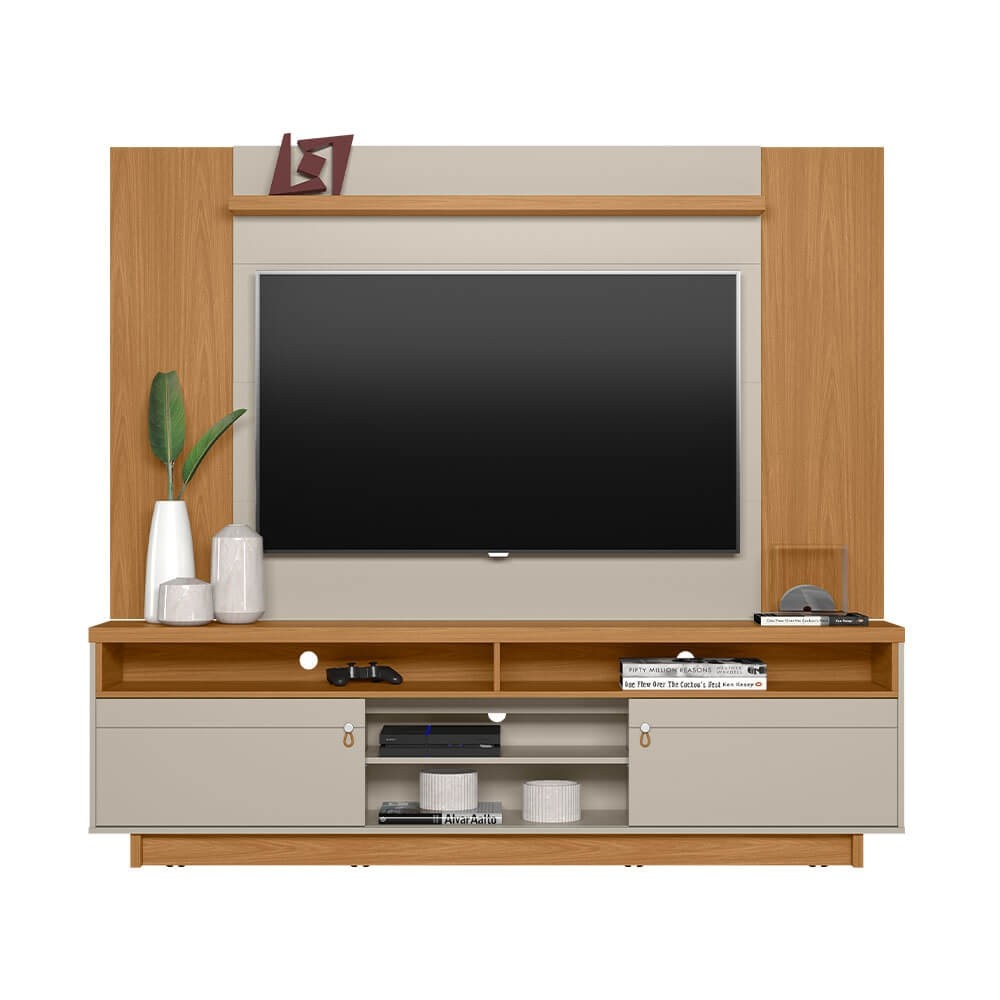 Conjunto Linea Brasil Rack Araçatuba + Painel Aurora Para TV até 60” Nature/Off White