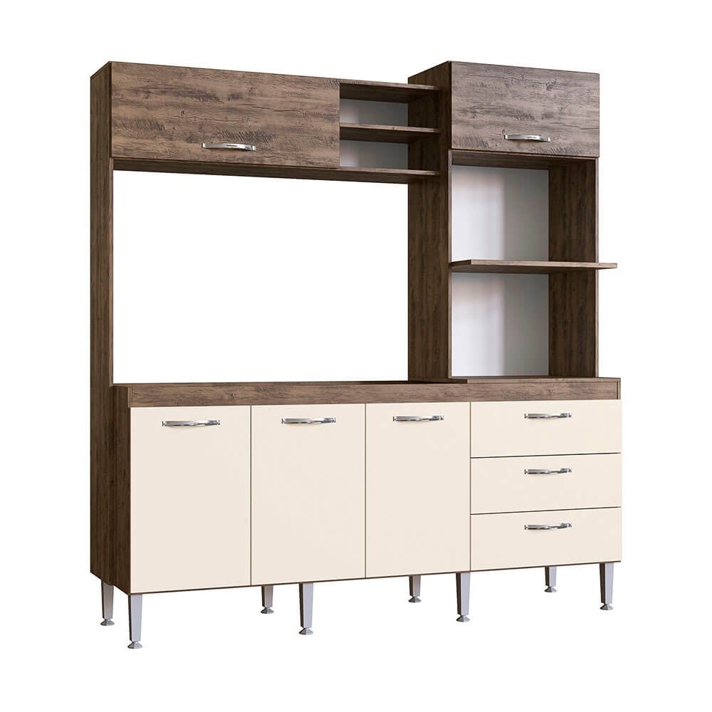 Cozinha Compacta IRM Aline 5 Portas 3 Gaveta Sem Pia Itaúba/Off White CZ6653