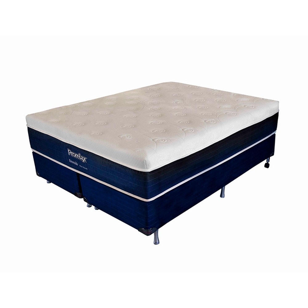 Cama Box Prorelax Esmeralda Queen Size 158x198x68cm Mola Ensacada + Euro Top Turn Free D33 (ES03/VE04Lin)