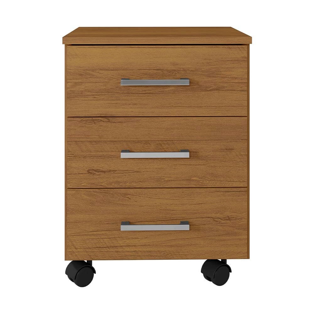 Gaveteiro Office Móveis Leão Petrópolis 3 Gavetas Com Rodízios 46x62x41cm Freijó 21311-260