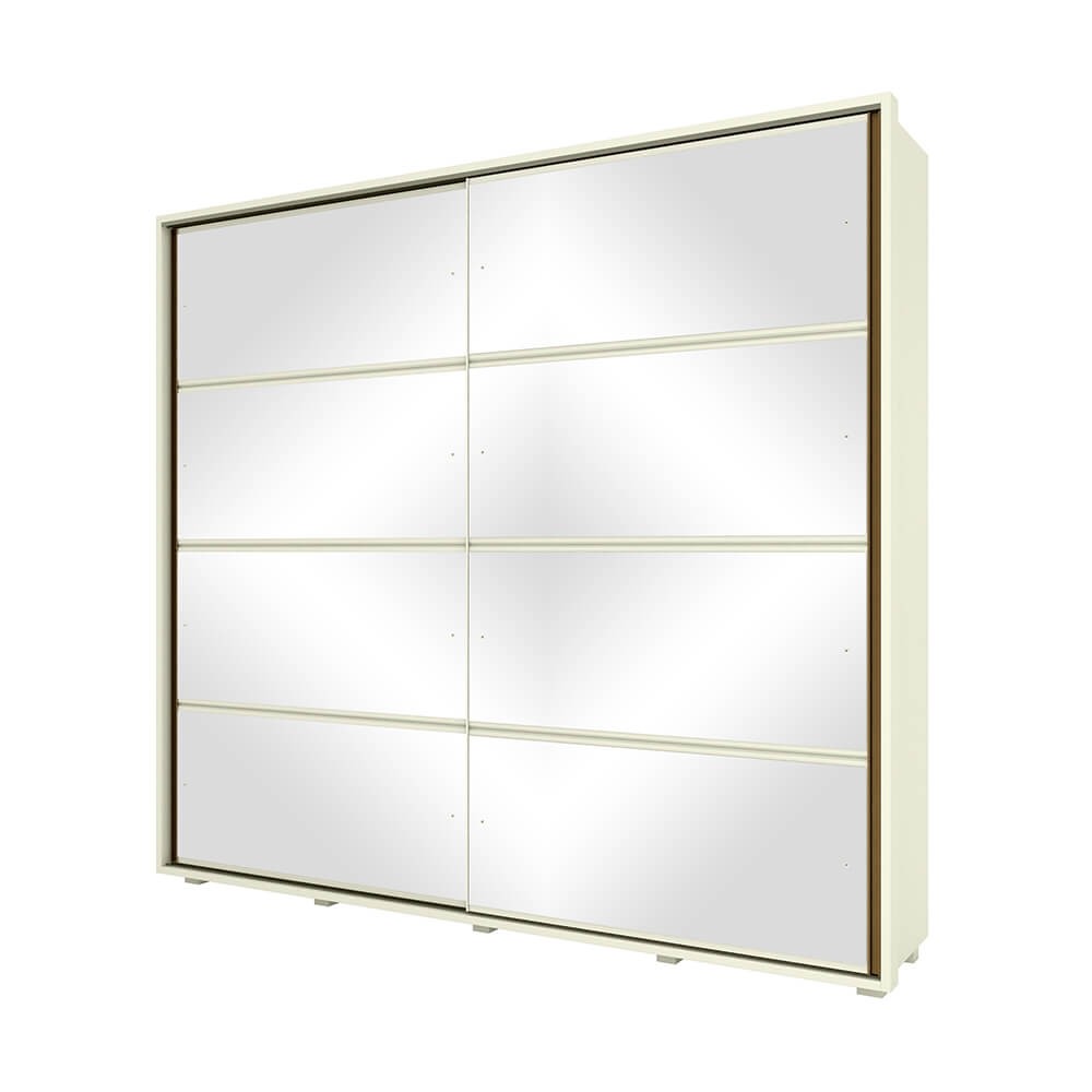 Guarda-Roupa Henn Valência 2 Portas de Correr 6 Gavetas Com 2 Kits Espelhos Com Pés Areia D288-133/O964-64