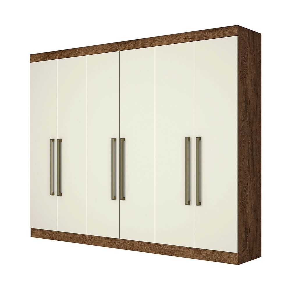 Guarda-Roupa Made Marcs Bergamo 6 Portas 6 Gavetas Braúna/Off White 100% MDF (Costa 6mm) 8396.138