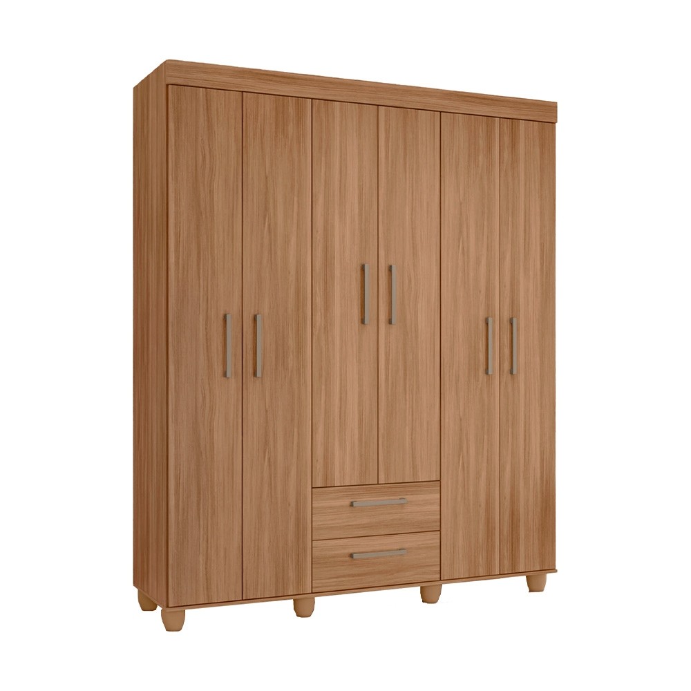 Guarda-Roupa Bambinello Light 6x2 Quebec 6 Portas 2 Gavetas com Pés Acácia 201639028 