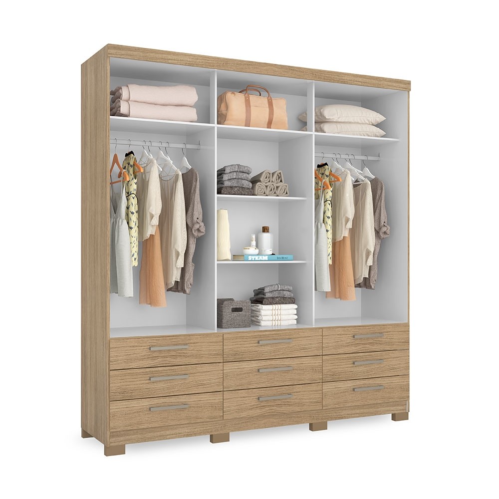 Guarda-Roupa Bambinello Light 3x9 Alexandria 3 Portas 9 Gavetas com Pés Duetto/Off White