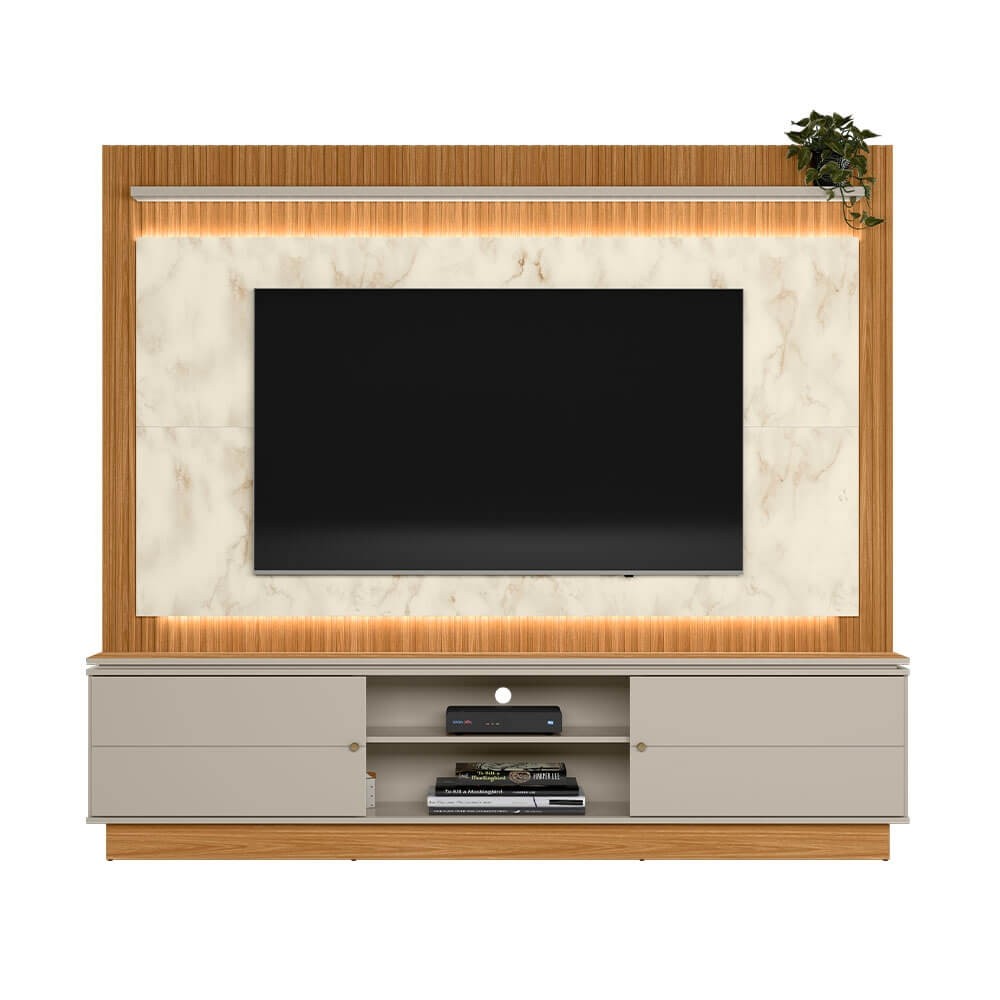 Home Linea Brasil Guararapes Para TV até 75" Com LED Ripado Nature/Off White/Petra Flex 810010174/207039
