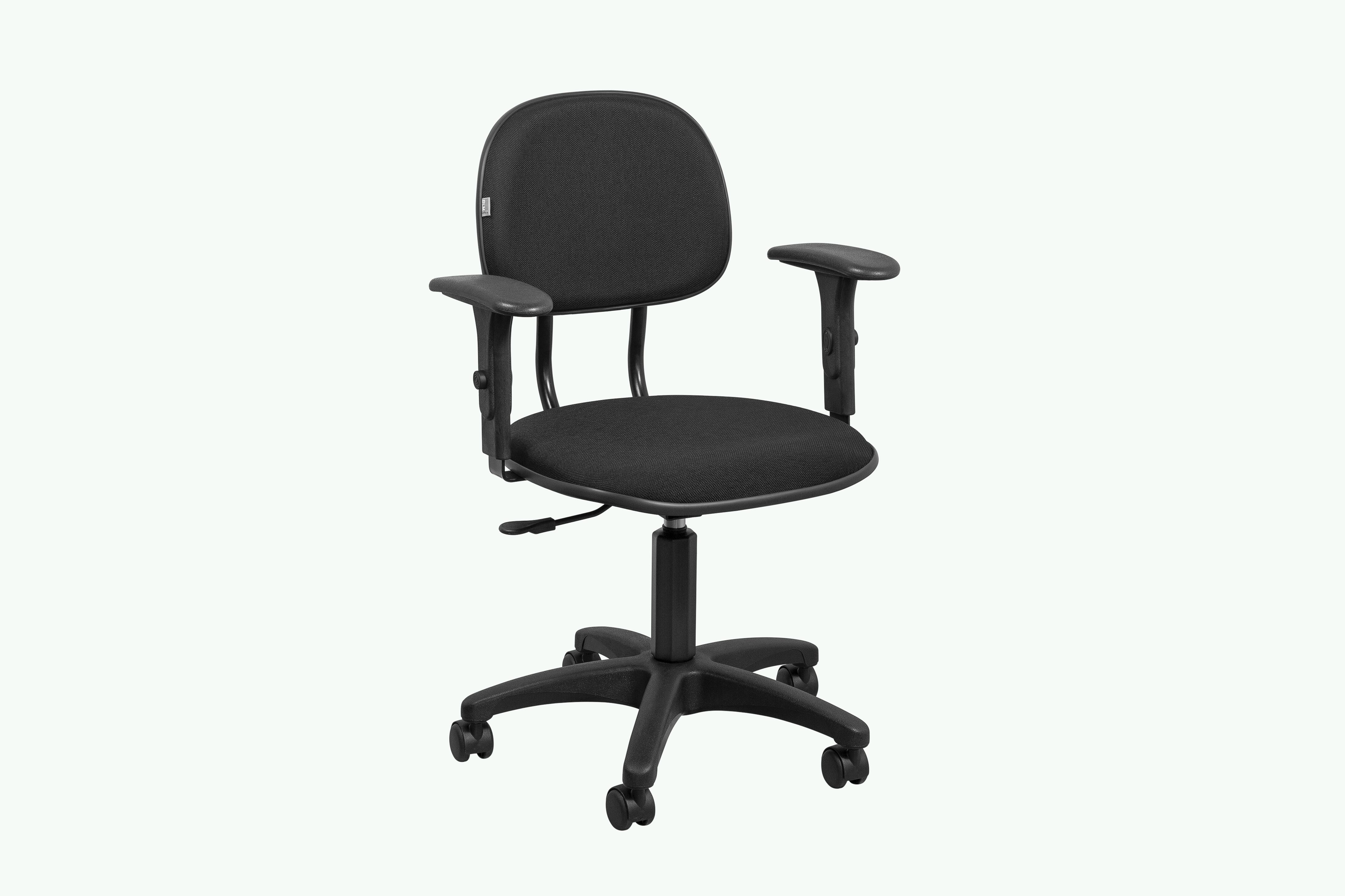 Cadeira BLM Office Escritório Secretária Com Braço Corino Preta (CE/CGDG.2020)