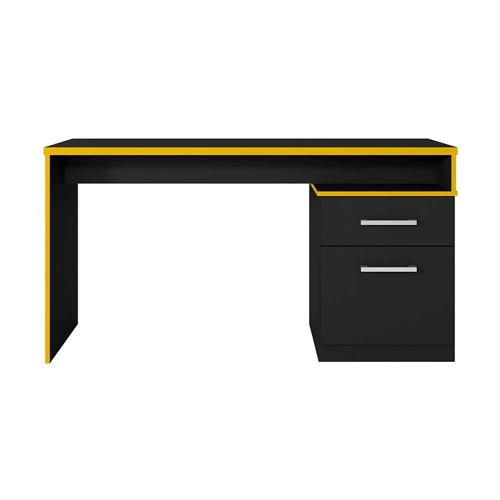 Mesa Gamer Móveis Leão DRX-4000 2 Gavetas Preto TX/Amarelo 23179-175