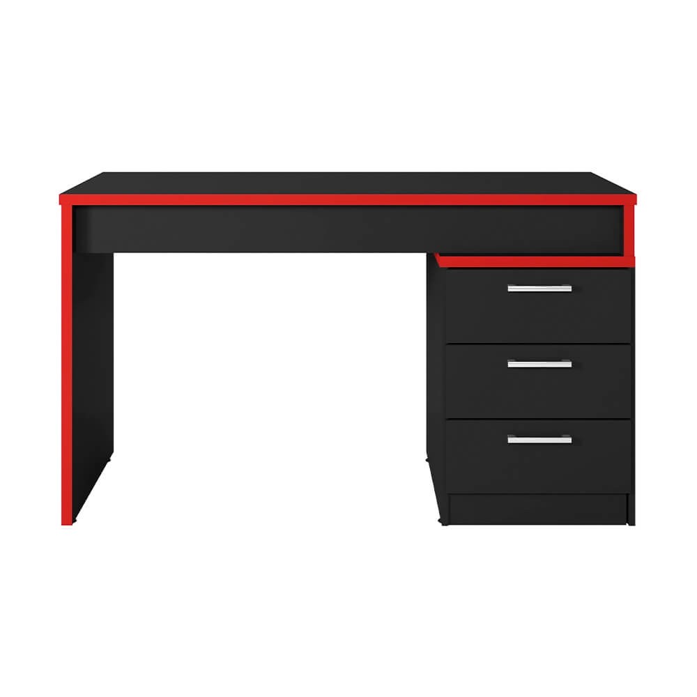 Mesa Gamer Móveis Leão DRX-5000 3 Gavetas Preto TX/Vermelho TX 17592-182