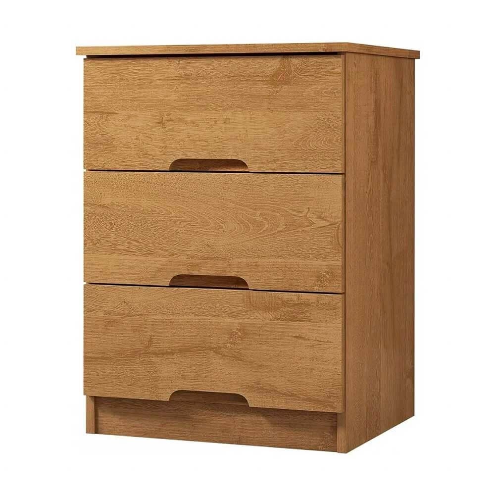 Mesa Lateral Móveis Europa Londres 3 Gavetas Amêndoa 14246.8