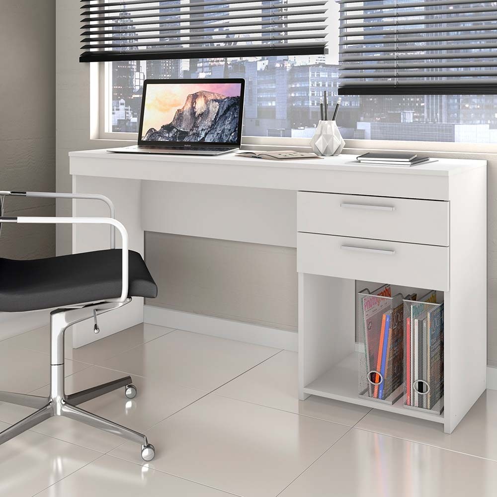 Mesa Notável Office 121cm 2 Gavetas Branco New 