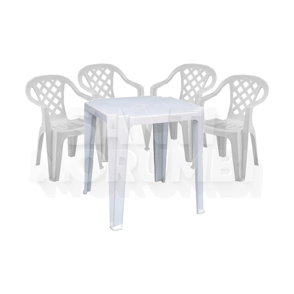 Mesa de Plástico com 4 Cadeiras