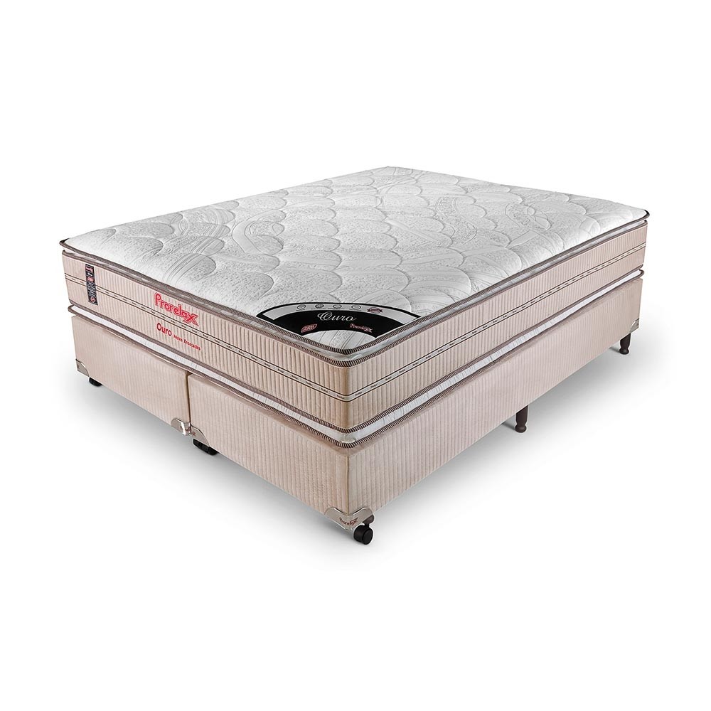 Cama Box Prorelax Ouro Casal 138x188x74cm Mola Ensacada + Pillow Top Duplo D45 (OU04/S03PP)