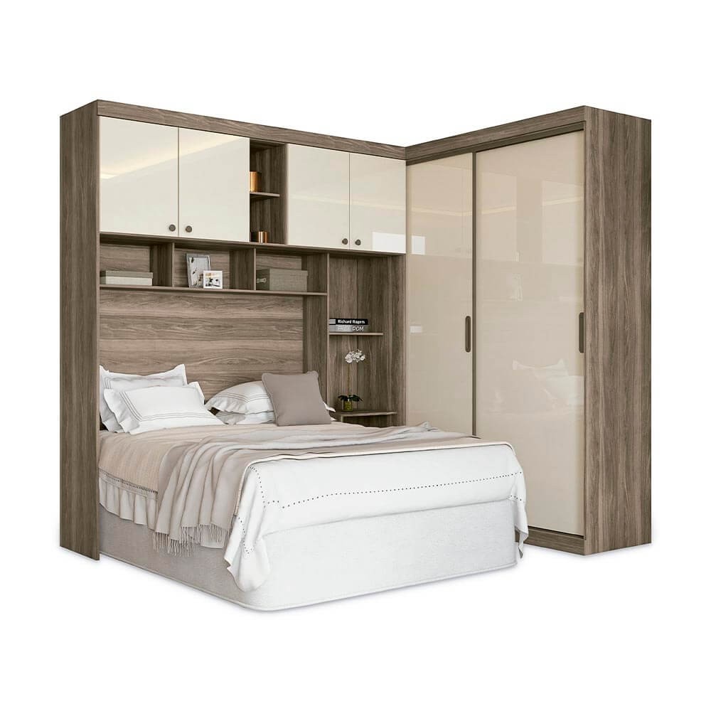 Quarto Compacto Casal Santos Andirá Paris 233x175cm Castanha/Off White 148727