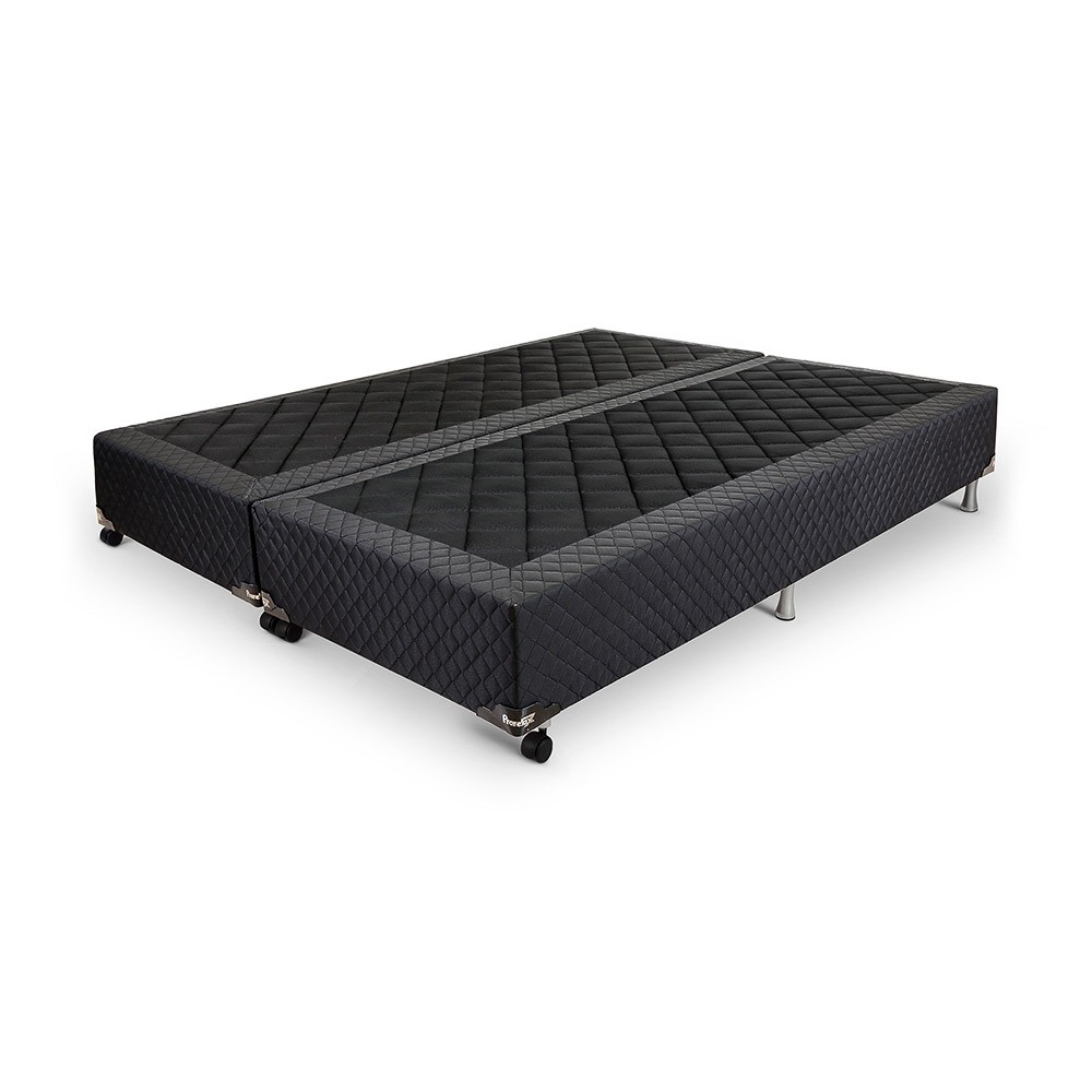 Base Box Prorelax Ametista Queen Size Bipartida 158x198x25cm Preto Bordado (B04-1)