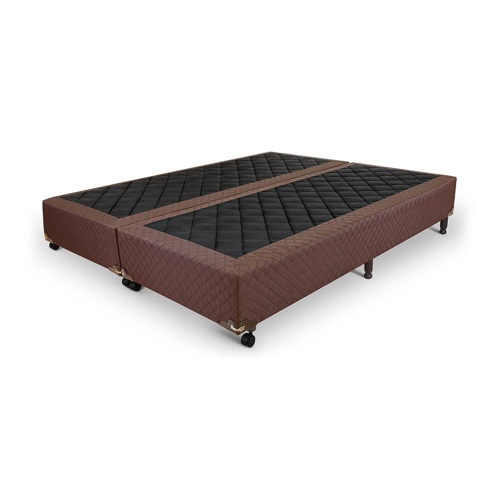 Base Box Prorelax Ágata Queen Size Bipartida 158x198x25cm Marrom Bordado (B08-1)