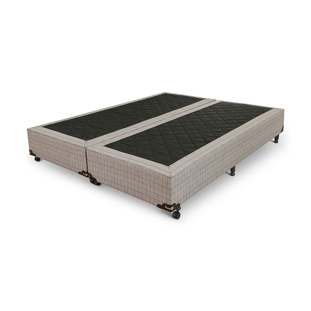 Base Box Prorelax Marfim Queen Size Bipartida 158x198x25cm Cinza Bordado (B12Q)