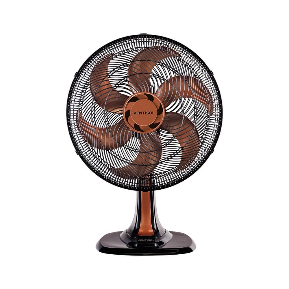 Ventilador de Mesa Ventisol Turbo 6 Pás 40cm Oscilante 127V 80W Bronze 8002 
