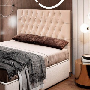 Cabeceira Ducari Movelaria Diamante 193cm Botões Captonê com Frame Suede Bege 04