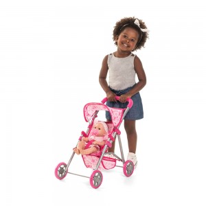 Carrinho De Boneca Calesita Guarda-Sol Slim (7011) +3 Anos Rosa/Branco