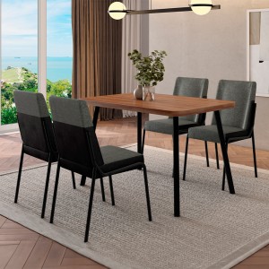 Conjunto Mesa Carraro 4 Lugares 1598/1749 Base MDP Tampo BP Retangular 120cm Nogal/Preto