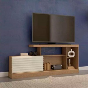 Rack Pradel Móveis R502 183cm 1 Porta de Correr Para TV até 60 Polegadas Carvalho/Off White Brilho (KW) 100% MDF (DSC)