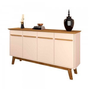 Aparador Buffet Móveis Bechara Opala 4 Portas Cinamomo/Off White