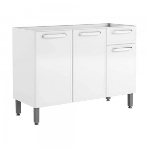 Balcão Bertolini +Evidence (7022-670) 120x86.7cm 3 Portas 1 Gaveta sem Tampo Aço Branco