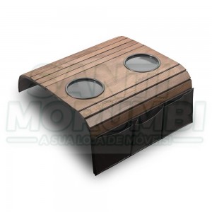 Esteira Flexível Moblis para Braço de Sofá com Porta-Copos e Porta-Controles MDF Tabaco